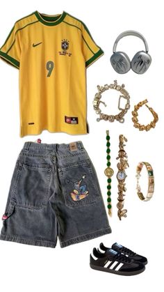 2000s Tomboy Outfits, Girly Tomboy Outfits Summer, Outfit Inspo Jorts, Jorts Outfit Women’s Streetwear, Tomboy Style Outfits Summer, Stud Clothes, Tomboy Y2k, Outfits Ideas Y2k, Y2k Tomboy