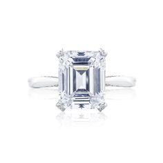 * Setting only - center diamond sold separately Emerald Butterfly, Tacori Engagement Rings, Emerald Cut Diamond Engagement Ring, Emerald Cut Diamond Engagement, Stacked Wedding Rings, Emerald Cut Diamond Ring, Round Solitaire Engagement Ring, Handmade Jewelry Ring, Emerald Cut Moissanite