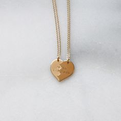 "Necklaces for Women, Split Heart The perfect gift for her, our heart necklace comes in silver and gold options. Keep one half and give one to your sister, mom, daughter or best friend to remind them everyday how special they are! Hand stamped just for you with your special word! D E T A I L S -Set of two necklaces, each is adorned with a half of the heart. -Complete heart measures 19mm -Choose 14kt gold filled or sterling silver option -Chain and disc are 14kt gold filled or sterling silver - n Mom Best Friend, Moms Best Friend, Best Friends Sister, Two Necklaces, Mom Daughter, Necklaces For Women, Perfect Gift For Her, Gold Filled Jewelry, Silver And Gold