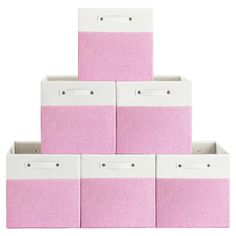 five pink and white file folders stacked on top of each other in different sizes