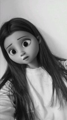 a doll with long hair and big eyes