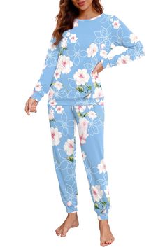 PRICES MAY VARY. Material: 95% Rayon, 5% Spandex, soft and lightweight to wear Features: These cute sleepwear pjs sets come in star print, allowing you to express your personality in a fun and flirty way. And designed with an elastic waistband and side pockets for added functionality Feelings: It's very classic and the fit is perfectly relaxed and comfy! The lightweight material that makes the pajama set so comfy and easy to wear all day long! The classic print is so adorable for an effortlessly Soft Pjs, Pajama Set Long, Womens Loungewear Sets, Knit Lounge Set, Womens Pajama, Pj Party, Relaxing Weekend, Cute Sleepwear, Soft Pajamas