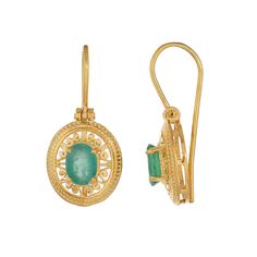 Emerald Vermeil 14K Gold Over Sterling Silver Earring 925 Silver = 2.95 gm. Emerald = 2.90 ct. Emerald is the birthstone for May and is a symbol of rebirth and love. The beautiful earring measures to be 1 inches long including the wire and 0.50 inches wide at its maximum points. The earrings have been made by a team of highly trained and skilled artisans. What is Vermeil 14K Gold? It is a thick layer of 14K Gold plating on 925 Sterling Silver. If for any reason you are not completely satisfied, Classic Gemstone Earrings For May Birthstone, Oval May Birthstone Earrings In Fine Jewelry Style, Fine Jewelry Oval Earrings For May Birthstone, Yellow Gold Sterling Silver Oval Earrings, Classic Gold Emerald Earrings, Yellow Gold Oval Earrings With Birthstone, Sterling Silver Yellow Gold Earrings For May Birthstone, Hallmarked Round Emerald Earrings, Yellow Gold May Birthstone Round Earrings