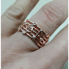 Musical Note Ring Fully Adjustable Sheet Music Jewelry Copper Rhinestone. Piano Jewelry, Music Themed Jewelry, Music Ring, Music Note Ring, Music Rings, Brass Crown, Nickel And Suede, Stackable Diamond Rings, Silver Wrap Ring