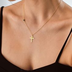 This stunning Cross Birthstone Necklace is the perfect accessory to add a touch of elegance to any outfit. Made with a delicate Gold Pendant Cross and embellished with a birthstone of your choice, this Necklace for Women is a thoughtful Gift for Her. Make it extra special by personalizing it with a name or message of your choice, creating a truly unique piece that will be treasured for years to come. Give the gift of timeless beauty with this Personalized Cross Name Necklace - a wonderful gift for any occasion. ♡ CROSS ∙ BIRTHSTONE ∙ NECKLACE ◇  ◇ Made to Order ◇ Material Options: 14k Solid Gold and High Quality 925k Silver  ◇ Birthstone Options: High Quality Cubic Zircon stones ◇ Dimensions: 14 mm x 20 mm ( 0.55'' x 0.79'') ◇ Color Options: Yellow Gold ∙ Rose Gold ∙ White Gold ◇ All our j Elegant Clavicle Chain Cross Necklace For Gift, Elegant Cross Pendant Necklace As Gift, Elegant Cross Pendant Necklace For Gift, Elegant Cross Jewelry With Adjustable Chain, Elegant Jewelry With Adjustable Cross Chain, Gemstone Cross Pendant Jewelry Gift, Delicate Cross Jewelry Gift, Gold Cross Gemstone Jewelry, Minimalist Cross Jewelry For Anniversary