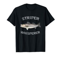 PRICES MAY VARY. Striped bass also known as stripers or rockfish is a very popular target in the east coast states such as New Jersey, New York, Connecticut, Massachusetts and North Carolina. The design on this tee is hand drawn and is sure to please anyone that is into catching this prized fish. Rock this funny striper whisperer striper shirt next time you go fishing and this might just become your lucky fishing shirt! Lightweight, Classic fit, Double-needle sleeve and bottom hem Red Drum Fish, Striper Fishing, Fish Shirt, Striped Bass, Novelty Clothing, T Shirt Image, Fishing Humor, Red Fish, Fishing T Shirts