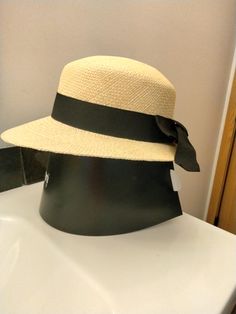 41051 Panama  Women's  Hat  Straw hat - Handwoven in Ecuador and made in Italy - German Specialty Imports llc Elegant Adjustable Handwoven Panama Hat, Adjustable Black Panama Hat With Upf 50+, Wide-brim Panama Hat For Sunbathing, Elegant Brown Wide-brim Panama Hat, Black Panama Hat For Beach, One Size, Straw Hat, Hat Sizes, Panama, Panama Hat