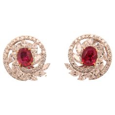 Blood Ruby, Burmese Ruby, Diamond Earring, Ruby Jewelry, No Heat, Ruby Diamond, Burmese, Diamond Studs, Pigeon