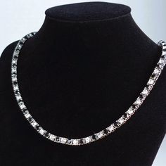 Brand New Men's Black Onyx & Diamond Chain Details: Length - 18" Width 4mm 925 Sterling Silver Genuine 2ct Lab Created Diamonds Natural 2ct Black Onyx Gemstones Retail Price $400 Buy With Confidence From A Top Rated Seller W/ A 99%+ Feedback Rating! A0436 (Id-248) Formal Silver Gemstone Tennis Necklace, Silver Round Tennis Necklace With Box Chain, Silver Tennis Necklace With Box Chain, Luxury Silver Gemstone Tennis Necklace, White Gold Necklace With Black Diamonds For Gift, Black Sterling Silver Jewelry With Box Chain, Black Sterling Silver Box Chain Jewelry, Silver Diamond Tennis Necklace With Gemstones, Silver Tennis Necklace Gift