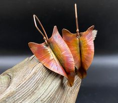 Copper leaf earrings, fold-formed and torch-fired for a warm, rustic feel.  Each leaf measures approximately one and a half inches long, and about one inch at its top, before tapering down into a narrow point.  Hung on copper ear wires. Your jewelry will arrive via USPS first class mail. Orders ship within 1-2 business days, and shipping is free within the USA. All jewelry comes with a 30-day return policy, with full payment price refunded when I receive the jewelry back. Aventurine Ring, Copper Leaf, Sterling Silver Stacking Rings, Carnelian Ring, Stacking Ring Set, Silver Jewelry Design, Silver Stacking Rings, One Inch, Nature Jewelry