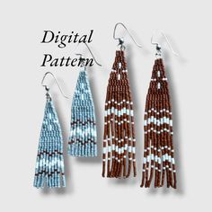 three pairs of beaded earrings with fringes and beads hanging from the ear hooks