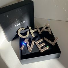 Brand New. In Box And Dustbag. Chanel Large Crystal Letter Broaches; Six Individual Broaches Of Each Letter. Runway. Each Broach Has The Authenticity Crest On The Back. Each Letter Is Embellished With Beautiful Faceted Crystals In Setting. Wear On Your Coat Pockets Or On The Back Of A Jacket Or Sweatshirt. Classic Piece. Sold Out Everywhere. Made In Italy. Chanel Brooch, Turtle Brooch, Chanel Pearls, Gold Chanel, Climber Earrings, Large Crystal, Diamond Brooch, Chanel Jewelry, Crystal Brooch