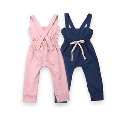 Soft and comfortable. This ruffled jumpsuit is sweet and playful for your little one. A great outfit for any occasion. Perfect for any and all-weather. Pair it with inner tops for cold weather or wear it alone on those hot summer days. Features a cross-back button closure and snaps between the legs. Add your little one initial to make it special! Text are all embroidered with high-quality, top-of-the-line materials on 100% soft cotton with a super soft protective lightweight backing. ❤️PERSONALI Cute Overalls For Spring Playdate, Cute Spring Overalls For Playdate, Cute Overalls For Playdate In Spring, Cotton Ruffle Bubble Romper For Playdate, Cotton Bubble Romper With Ruffles For Playdate, Sleeveless Jumpsuits And Rompers With Ruffles For Playtime, Solid Color Bubble Romper With Ruffles For Playtime, Playtime Bubble Romper With Ruffles, Casual Pink Jumpsuits And Rompers With Ruffles