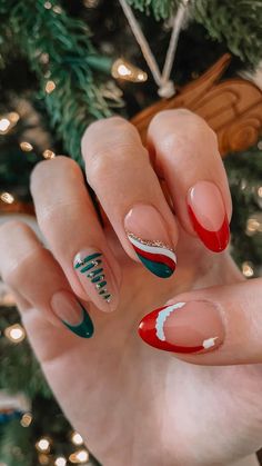 Red Christmas Nails, Cute Christmas Nails, Colorful Nails