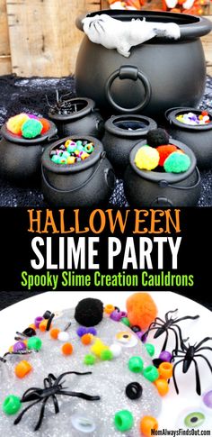 halloween slime party with spooky slime creation cauldrons and candy