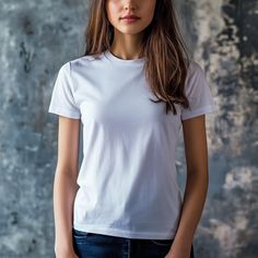 Basic Cotton Crew Neck Shirt, Basic Design Cotton Shirt With Short Sleeves, Basic Crew Neck Shirt, White T Shirt Mockup, Mockup Downloads, T Shirt Mockup, Tshirt Mockup, Shirt Mockup, White T