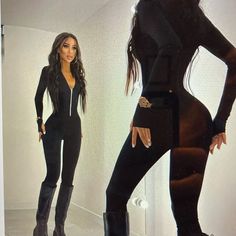 Black Chic Sexy Slimming Jumpsuit Fits B35-37w37-29h37-39 5'7"-5'9" High Stretch Jumpsuits And Rompers With Zipper, Black Bodysuit With Zipper For Party, Black Party Bodysuit With Zipper Closure, Black Stretch Jumpsuits And Rompers With Zipper Closure, Black Stretch Jumpsuits And Rompers With Zipper, Black Jumpsuit With Zipper For Night Out, Black Jumpsuit For Night Out With Zipper, Black Jumpsuit For Night Out, High Stretch Black Bodysuit With Zipper Closure