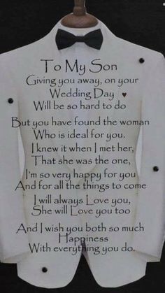 Mother Of Groom Speech, Mother Son Quotes, Engagement Gifts For Him, Son Quotes From Mom, Wedding Day Quotes, My Children Quotes, Son Quotes, I Love My Son, Wedding Speech