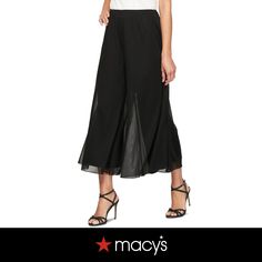 in stock Knee-length Bottoms For Summer Evening, Black Stretch Culottes For Spring, Knee-length Bottoms For Spring Evening, Chic Stretch Culottes For Spring, Black Cropped Wide Leg Pants For Summer, Black Cropped Wide Leg Summer Pants, Wide-leg Culottes For Spring Evening, Spring Wide-leg Culottes For Evening, Chic Stretch Culottes Ankle-length