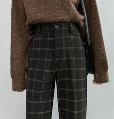 Dark Academia Wardrobe, Dark Academia Pants, Dark Academia Outfits, Academia Clothes, Academia Outfits, Academia Style, Francoise Hardy, Plaid Trousers, Dark Academia Fashion