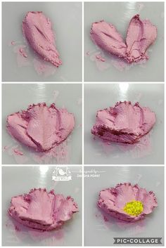 the process of making pink clay flowers