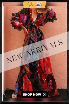 Glamorous Print V-neck Long Sleeve Maxi Dress P12119 Multicolor Vibrant Print V-neck Dress, Bohemian Maxi Dress With Vibrant Print For Party, Printed V-neck Evening Dress, Multicolor V-neck Maxi Dress For Party, Fall Purple V-neck Dress, Chic Multicolor V-neck Dress, Bohemian Multicolor Dress With Surplice Neckline, Multicolor V-neck Vibrant Print Dress, Multicolor V-neck Dress With Vibrant Print