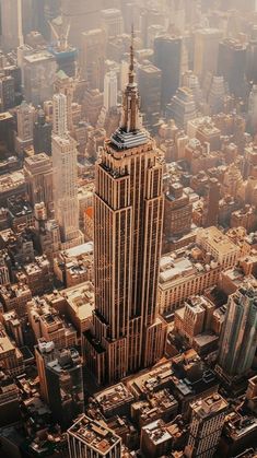 an aerial view of the empire building in new york city