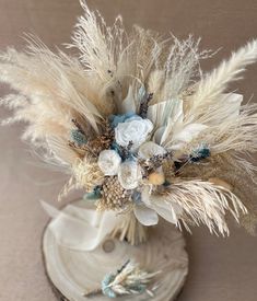 Dusty Blue Wedding Bouquet, Bridal Bouquet, Wedding Bouquet, Dried flowers Bouquet, Wedding Flowers Blue Cream Wedding Theme, Blue Boho Wedding Flowers, Powder Blue Boho Wedding, Light Blue Country Wedding, Tan And Blue Wedding, Beach Wedding Flowers Bouquet, Steel Blue Wedding, Blue And Gray Wedding, Vienna Wedding