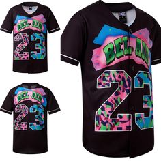 a baseball jersey with the number 22 printed on it and two different colors in front