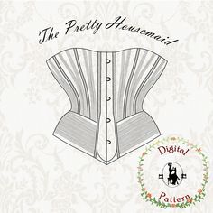 an illustration of a corset with buttons on the front and back, in black and white