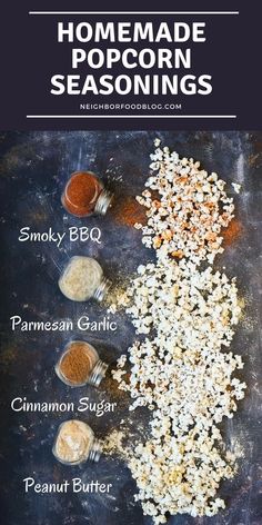 the ingredients for homemade popcorn seasoning are shown