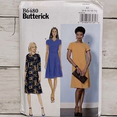 an image of a woman's dress and purse on the sewing pattern for butterick