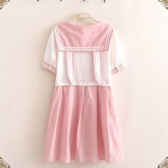 Product ID: JW4431 
 Material: Linen 
 Color: Pink 
 Size Info: 
 S    Bust 98 cm, Sleeve 19 cm, Shoulder 40 cm, Length 89 cm 
 M   Bust 102 cm, Sleeve 20 cm, Shoulder 41 cm, Length 90 cm 
 L    Bust 106 cm, Sleeve 21 cm, Shoulder 42 cm, Length 91 cm www.ccovv.com Kawaii School Uniform, Bunny Kawaii, Kawaii Rabbit, Kawaii School, Kawaii Faces, Linen Color, Rabbit Ears, Short Sleeve Dress, Color Rosa