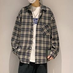 47922970657056|47922970722592|47922970788128|47922970853664 Japanese Retro Fashion, Harajuku Shirt, Square Fabric, Oversized Shirts, Plaid Shirt Men, Blazer Shirt, Suit Shirts, Vintage Cardigan, Long Sleeve Plaid Shirt