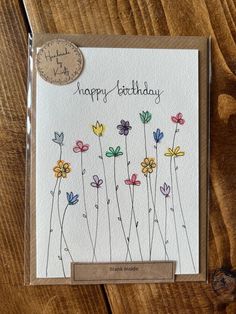 Summer Days Greeting Card: A Handmade 'Happy Birthday' Card Birthday Diy Card Ideas, Flower Handmade Cards, Princess Birthday Card Diy, Homemade Mom Birthday Cards, Handmade Birthday Cards For Grandma, Girly Birthday Cards Handmade, Grandparent Birthday Card, Cute Cards Aesthetic, Flower Bday Cards