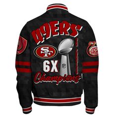 San Francisco 49ers Super Bowl LVIII 2024 Unisex Varsity Jacket SFAT V18 VARSITY JACKET The varsity jacket is perfect for the ones who are looking for a statement outwear option to make a cool casual outfit. It is not only trendy but also a practical item to wear during the colder season. It is perfect... 49ers Super Bowl, Sport Events, Knitted Collar, Women Camping, Back To School Shopping, Cold Season, Baseball Jacket, San Francisco 49ers, Super Bowl