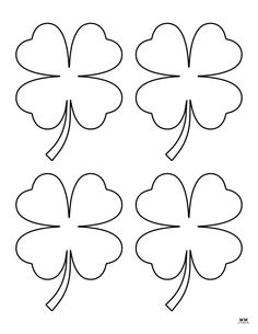 four leaf clovers for st patrick's day coloring page with three leaves on each side