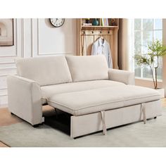 The sofa comes with a pull-out bed that can be pulled out with 2 auxiliary hand straps to quickly and easily turn the sofa chair into a chaise longue or bed. Latitude Run® Color: Beige | Latitude Run® 78 Inch In 1 Convertible Sleeper Sofa Bed, Modern Fabric Loveseat Futon Sofa Couch W / Pullout Bed | 3 | Wayfair Pullout Bed, Sofa Bed Modern, Loveseat Futon, Bed Modern, Futon Sofa, Modern Fabric, Sleeper Sofa, Futon, Sofa Bed