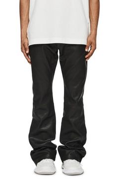 These flared pants crafted from smooth bonded leather instantly elevate your night-out options. 33" inseam, 18" leg opening; 10" front rise; 15" back rise (size 29) Button fly Front scoop pockets; back patch pockets Leather/synthetic Professional leather clean Imported Asian Owned/Founded Leather Bottoms For Streetwear In Fall, Leather Bottoms For Fall Streetwear, Leather Flare Bottoms For Work, Flared Leather Bottoms For Work, Flare Leather Bottoms For Work, Flared Leather Pants For Night Out, Flare Leather Pants For Night Out, Leather Bottoms For Streetwear With Straight Leg, Leather Straight Leg Bottoms For Streetwear