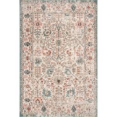 There is nothing more beautiful than a classically designed rug! Our Vintage Floral Lenore Area Rug will fill any room with its charming style and colors. Rug measures 7 ft. 10 in. in length x 10 ft. in height Crafted of polypropylene Machine made construction All over floral pattern Hues of orange, cream, gray, and green Rug pad not included Made in the Turkey Care: Vacuum regularly. Blot spills with a mild detergent and clean cloth. Not safe for outdoor use. This item is available at Kirklands.com only, not available in stores. Please note: this item cannot be shipped to APO/FPO addresses. | Vintage Floral Lenore Area Rug, 7x10, multicolor, 7x10 , Polypropylene | Kirkland's Home Floral Area Rug, Affordable Rugs, Target Rug, Floral Area Rugs, Synthetic Materials, Transitional Area Rugs, Cow Hide Rug, Large Area Rugs, Vintage Area Rugs