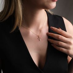 🌟 Embrace faith with timeless elegance wearing our 14K Gold Crucifix Necklace. Handcrafted with love, this dainty Christian necklace is a symbol of unwavering devotion and style. Perfect for daily wear or special occasions, it exudes grace and spirituality in every detail. 🎁 Whether as a thoughtful birthday gift or a meaningful gesture, this Gold Cross Pendant makes a cherished present for her. Its delicate design and enduring quality ensure it becomes a treasured piece in her jewelry collecti Gold Crucifix Necklace, Crucifix Necklace, Christian Necklace, Gold Cross Pendant, Presents For Her, Delicate Design, Handmade Charms, Gold Cross, Religious Jewelry