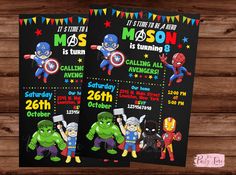 "HELLO. Thanks for visiting my shop! ♥ Please take a minute to read the following information before your purchase! ♥ All digital files are non-refundable. PLEASE READ THE FULL DESCRIPTION! ♥ DIGITAL FILE ♥ Impress your guests with this gorgeous & professionally designed \"Avengers Birthday Invitation\". The listing includes a single HIGH RESOLUTION 300dpi JPG file invitation. Carefully designed. - ♥ - ♥ - ♥ - WHAT YOU GET This listing is for one DIGITAL file (NO PHYSICAL ITEMS WILL BE SHIPP Princess Sofia Invitations, Avengers Invitation, Mexican Party Invitation, Mexican Invitations, Superhero Birthday Invitations, Superhero Invitations, Princess Invitations, Avengers Birthday, Fiesta Birthday