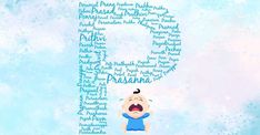 the letter i is made up of words and an image of a baby in blue