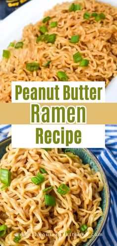 peanut butter ramen recipe in a bowl with chopsticks and green onions on the side