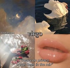 three different pictures with the words virgo on them and an image of a swan