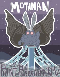 a poster with an image of a bat on top of it and the words, mothman