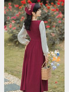 Liliana Cottage Witch long sleeve cotton linen Dress with a matching Headscarf and enchanting embroidery at the bodice from Deer Doll boutique size S Bust：84CM Waist：72cm Length: 111cm size M Bust：88CM Waist：76cm Length: 112cm size L Bust：92CM Waist：80cm Length: 113cm size XL Bust：96CM Waist：84cm Length: 114cm Material: Cotton mix Dresses Fairycore, Village Witch, Witch Cottagecore, Royalcore Aesthetic, Fairycore Dresses, Vintage Prairie Dress, Cottagecore Dresses, Aesthetic Cottage, Cottage Witch