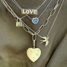 stack of love necklaces Swallow Necklace, Diamond Centerpiece, Swallows, Cool Necklaces, Beautiful Heart