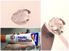 the collage shows different stages of peeling and removing paint from walls, including plaster