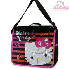 This Nwt Hello Kitty Messenger Bag Is The Perfect Carry-All For Hello Kitty Lovers Of All Ages. With A Black And Pink Exterior And Gorgeous Design, This Sassy Bag Will Have You Turning Heads Every Time. Its Adjustable Shoulder Straps Make It Comfortable And Easy To Carry, While Its Internal Pockets Keep Your Belongings Safe And Organized. The Shoulder Strap Has A Long Drop Length So You Can Wear It Across Your Body With Ease And Style. Its High-Quality Fabric Is Durable And Long Lasting, So You Messenger Backpack, Kitty Accessories, School Bookbags, Y2k Accessories, Hello Kitty Accessories, Luggage Brands, Bag School, School Books, School Essentials